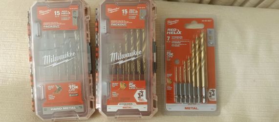Milwaukee red helix pack out drill bit sets