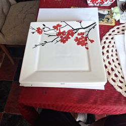 Coventry Fine Porcelain Plate Makayla Japanese Print 103/8" Square Set Of 4