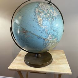 Vintage 1950s Replogle 16" Reference Globe – Metal Stand with Meridian Ring