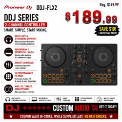 Pioneer DJ DDJ Series FLX2 Compact 2-Channel Mixer Rekordbox Serato WeDJ Controller Labtop Smartphone Tablet System DDJ-FLX2 AlphaTheta 🚨 Payment Opt