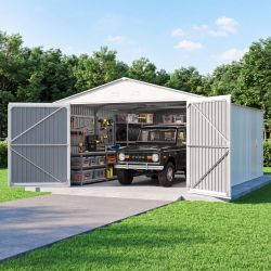 Outdoor Storage Shed 20x13 FT, Metal Garden Shed Backyard Utility Tool House Building with 2 Doors and 4 Vents for Car,Truck,Bike, Garbage Can,Tool,La