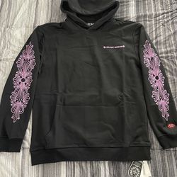 Pink and black chrome hearts hoodie size L