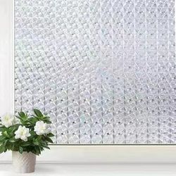 Window Privacy (35.4x78.7 inches)  Film Static Cling Prism Window Decorative Sticker Deep Embossed Removable Door Glass Covering Sun Blocking UV Reje