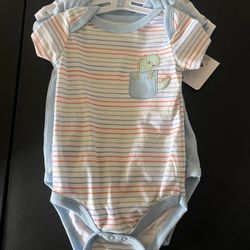 new 3 piece onesies little dino’s size 6-9 months