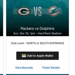 Dolphin Tickets Vs Green Bay On Christmas 