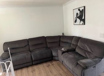 Gray Fabric Reclining Sectional Sofa