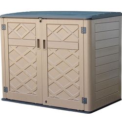 ✌️ Mrosaa Large Horizontal Storage Sheds,38 cu.ft Resin Garden Shed Weather Resistance,Outdoor Storage Box Lockable for Patio,Backyard,Garden,Home
