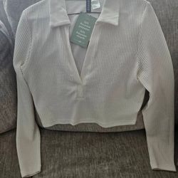 Long Sleeve Crop Top White 