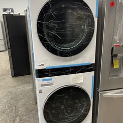 LG Washer And Dryer Stackable In White New Open Box Front Loads
