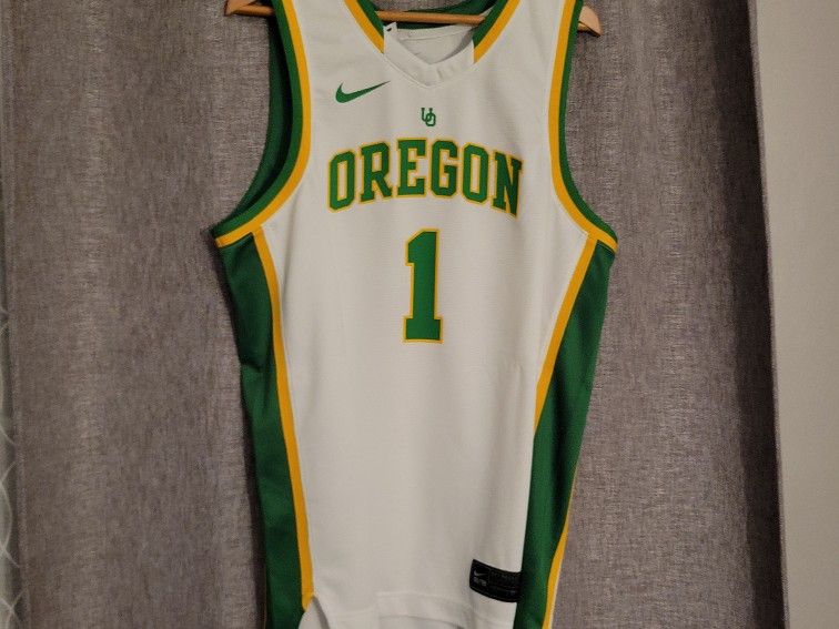 Nike Oregon Ducks Basketball Jersey #1 Green Yellow Men’s Size Medium Elite