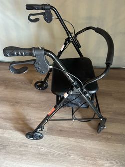 Black 4-Wheel Rollator Walker with Seat