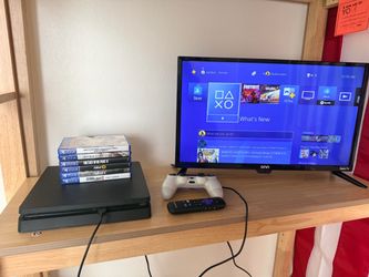 Sony PlayStation 4 Slim with Controller, Games & Screen
