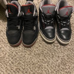 Jordan 3 Black Cement And Bred 4 - $175 For Both 