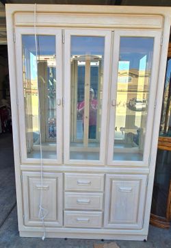 China Cabinet with Glass Doors and Drawers