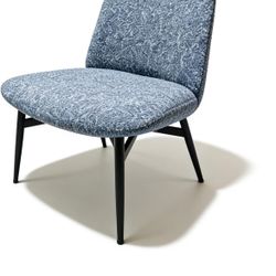 Modern Minimalist Armless Accent Chair with Metal Legs Upholstered in Fabric Blue&Black