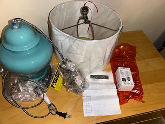 Blue & Chrome Ceramic Table Lamp