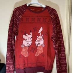 Pokemon Center Pikachu Stocking Holiday Crew Neck Sweatshirt - Medium - USED