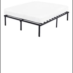 Heavy Duty Slat Bed Frame, Black Steel, Queen（New. Not Include Mattress)