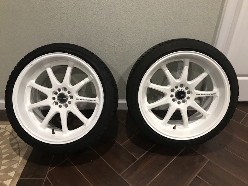 2 White Emotion Work XD9 18x10 5x100 bolt pattern (discontinued) with Yokohama yk580 tires