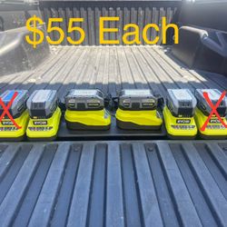 RYOBI ONE+ 18V 4.0 Ah Lithium HIGH PERFORMANCE Battery & Charger Starter Kit **$55 Each**