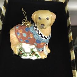 Mackenzie Child’s Labrador Dog Glass Ornament New In Box