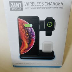 3 IN 1 Qi Wireless Charger Charging Dock Stand For Apple Watch Air Pods iPhone
