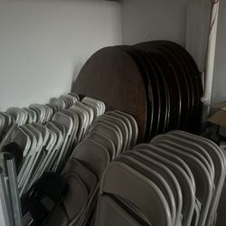 10 Wooden Tables 60 Metal Chairs 