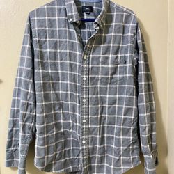 OBEY Mens M Cotton-Poly Flannel Plaid Long Sleeve Button Up Shirt GRAY