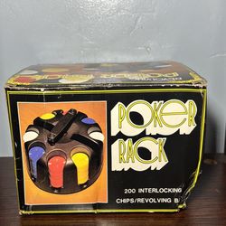 Vintage Revolving Poker Rack 200 Interlocking Chips W/2 Casino Card Decks.