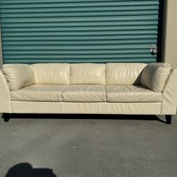 Free Delivery - EQ3 Beige Salema Apartment Sofa Genuine Leather