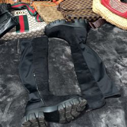 Black Suede Knee Length Boots Size 5