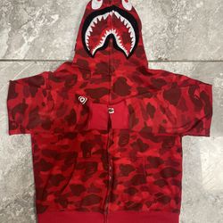 Bape Red Camp Full Zip-Up Hoodie