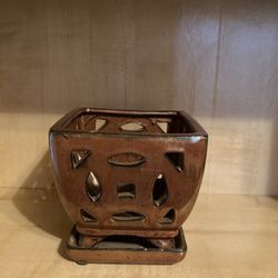 Ceramic Orchid Pot With Matching Saucer 