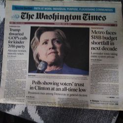 The Washington Times Thursday May 22nd 2016 Collectible Very Good Condition