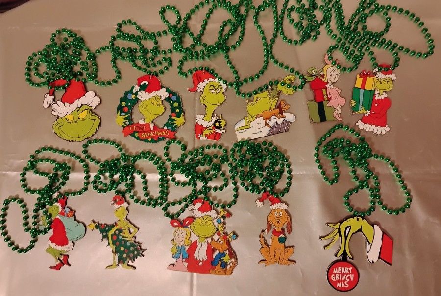 Green Beads Chain w/Grinch Charms