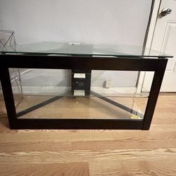 Tempered Glass 2 Shelf TV Stand 