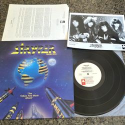 STRYPER - YELLOW AND BLACK ATTACK ORIGINAL 1ST PRESSING merch inside Vinyl LP E-1064 initials cut off