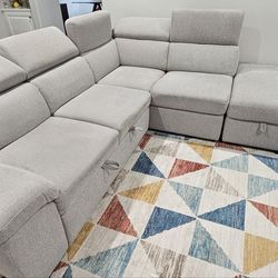 Convertible sleeper sectional couch with storage chaise