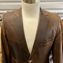 Goat Skin Blazer Jacket Men Medium Size Dark Brown  Vintage Leather Luxor Leathers