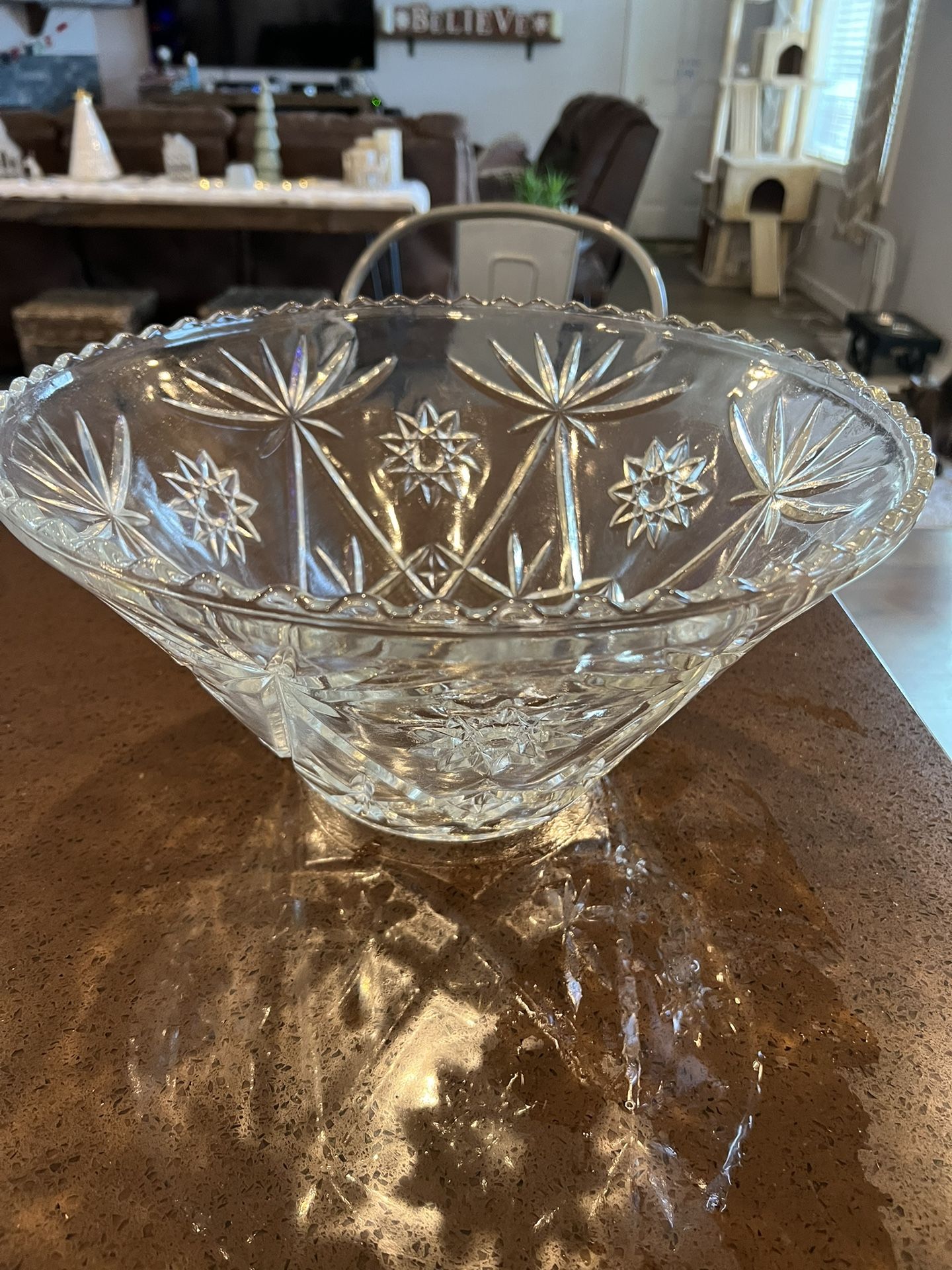 Large Vintage Glass Punch Bowl