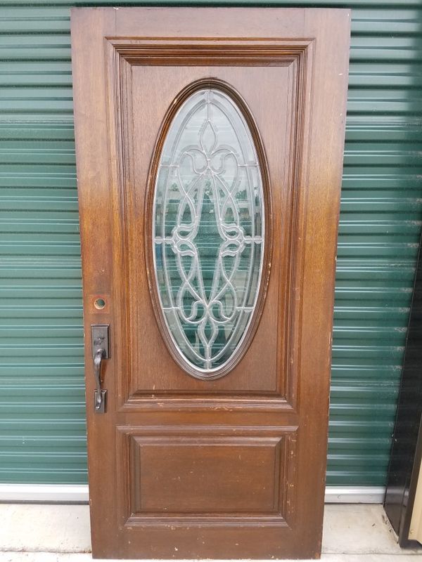 SOLID WOOD 36" × 80" OVALLITE RIGHTHAND INSWING FRONT EXTERIOR DOOR W