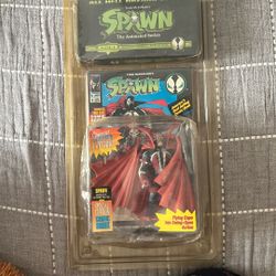 Spawn Action Figure With Animated Series VHS And Comic book 