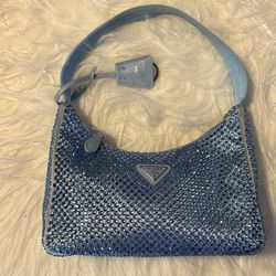 Prada Baby Blue Crystal Re Edition 2000 Bag In New Condition! Beautiful Rare Bag Xcellent Price! 