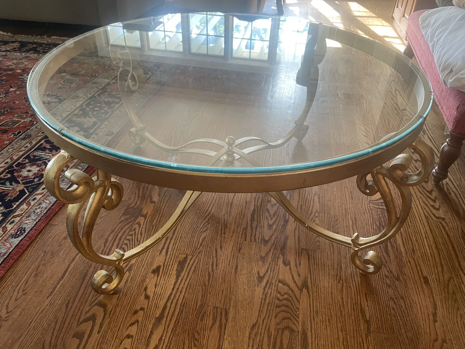 Vintage Coffee Table With Metal Base