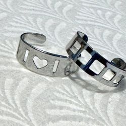 Silver To Rings Set Of Two NWT Heart & Squares OSFM
