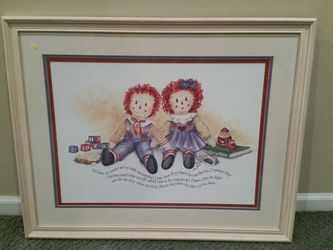 Raggedy Ann and Andy large framed picture