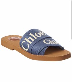 Chloé Woody Logo Canvas Sandal