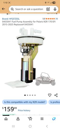 0455041 Fuel Pump Assembly for Polaris RZR 170 EFI 2015-2025 Replaces# 0455041

Please check the item before you take it ,you are more than welcome to
