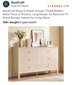 Beige 6 Drawer Dresser