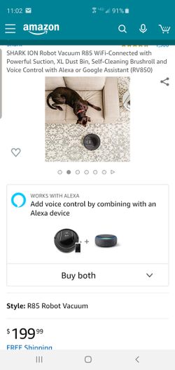 SHARK ION Robot Vacuum R85 WiFi-Connected with Powerful Suction, XL Dust Bin, Self-Cleaning Brushroll